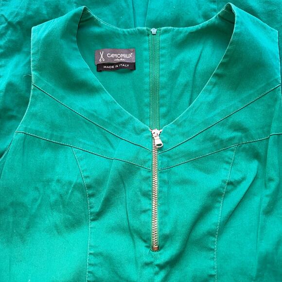 Camomilla Italia Green Fitted Dress Made in Italy Size 46 US 10 - Picture 4 of 7